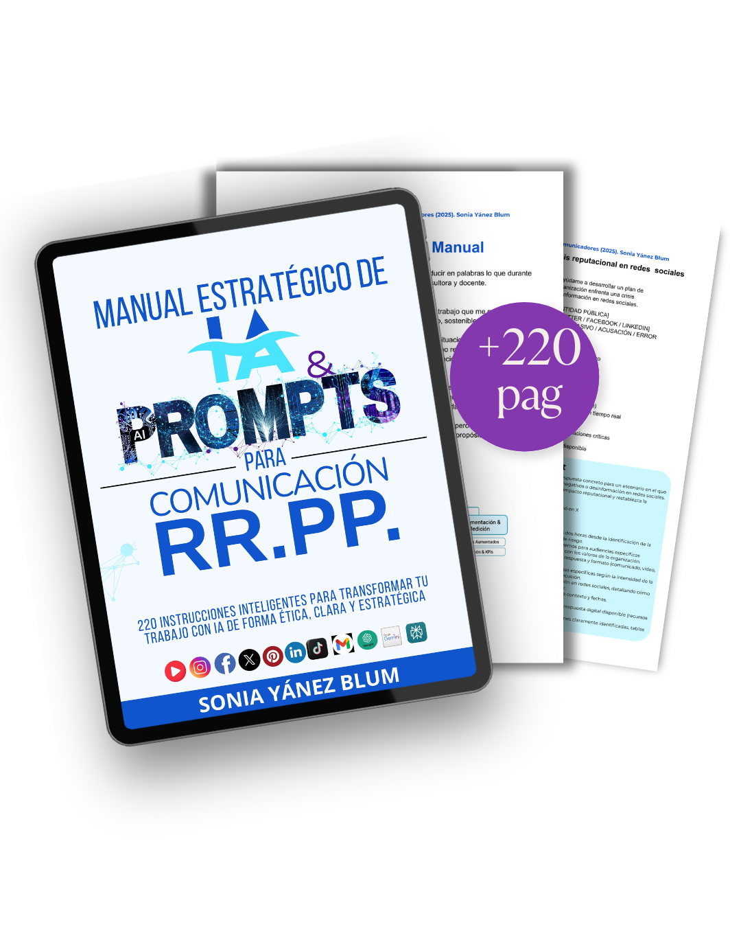Mockup del ebook Manual de IA y Prompts para RRPP